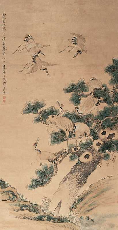 缪嘉惠 松鹤图 立轴
